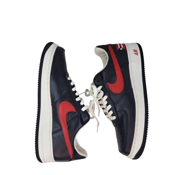 Nike Air Force 1 Puerto Rico 5 Low Basketball Shoe Navy/Red/White Size 10.5 - Picture 10 of 12
